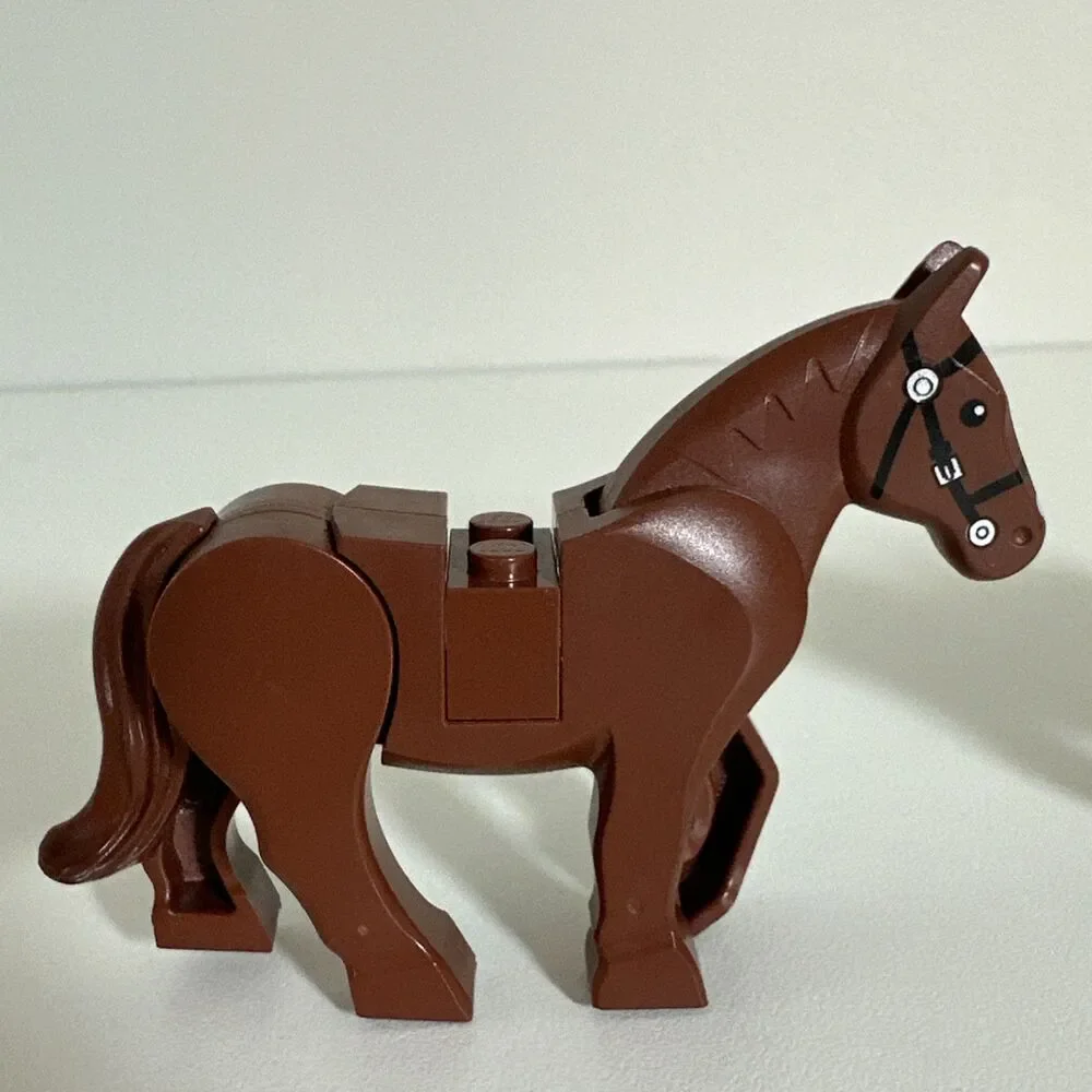 LEGO Brown Horse Minifigure w/ Movable Legs Black Bridle LOTR Western Farm Qty 2